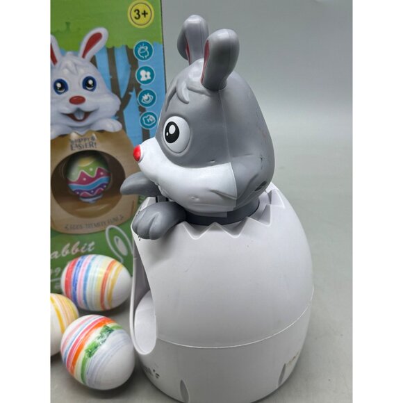 DIY gray Rabbit Egg Spinner With Colorful 4 Eggs Plastic used fun READ - Picture 5 of 9